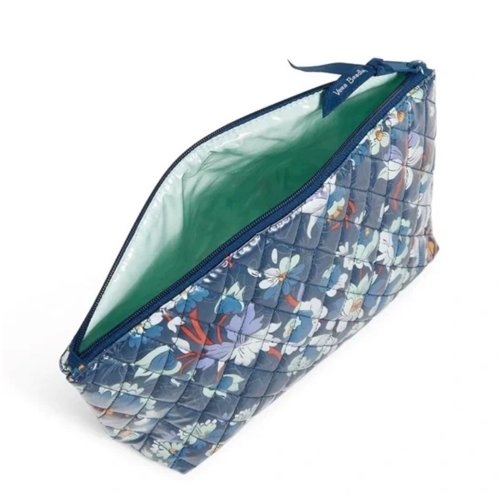 Vera Bradley Grand Travel Navy “Floral Bursts” Cosmetic Bag NWT